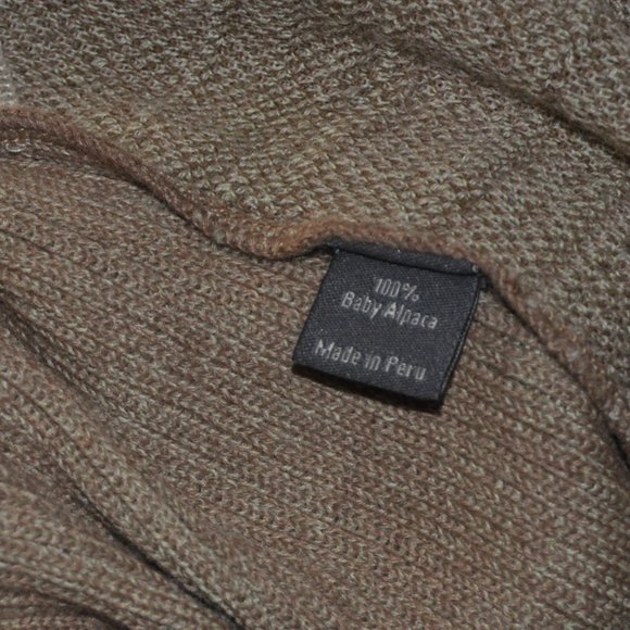 SOL Beige Brown Pattern 100% Baby Alpaca Wool Grandpa Knit Sweater. Peru L - Picture 3 of 3